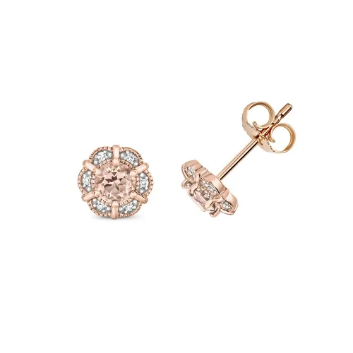 Diamond & Morganite Stud Earrings